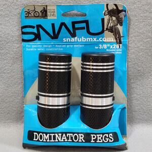SNAFU Dominator BMX Freestyle Metal Foot Pegs 3/8 x 26T Black Silver Pro Quality